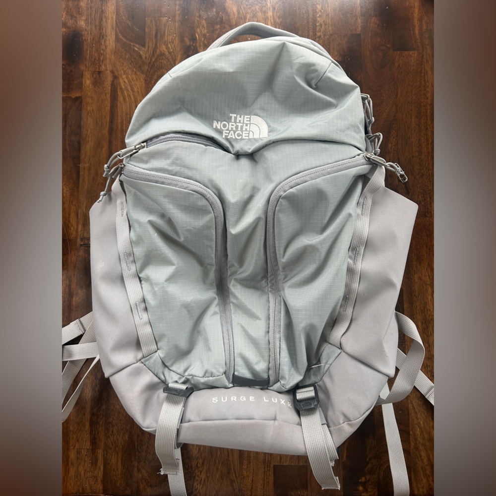The North Face Surge Luxe Light Gray Backpack